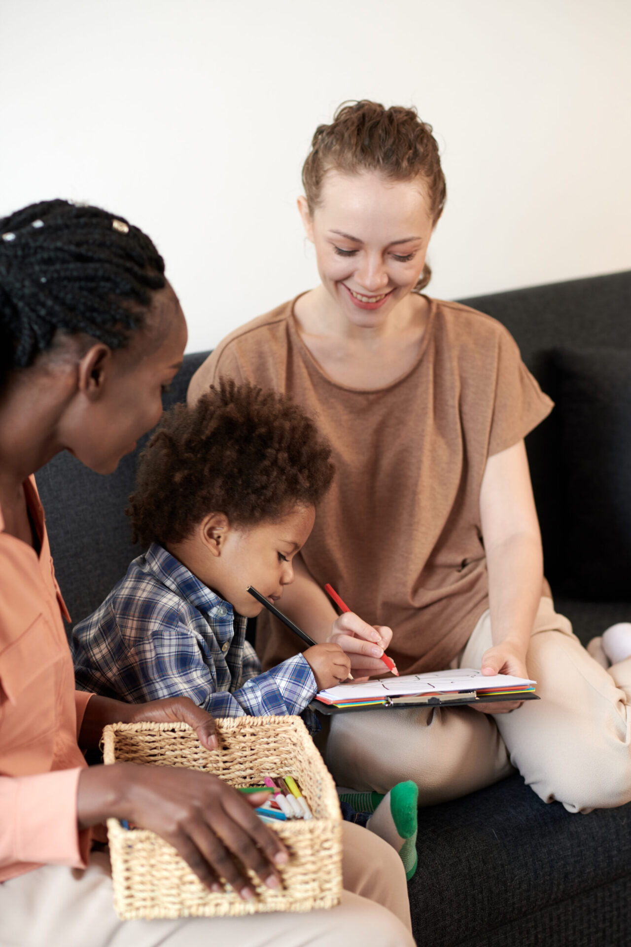 Women Drawing With Toddler